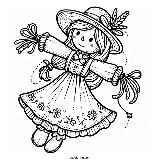 Scarecrow Coloring Page Looking Up At The Sky
