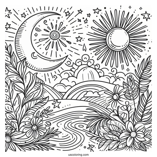 Here Comes The Sun Summer Coloring Page