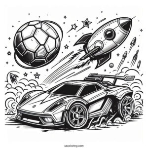 Rocket League Coloring Page Octane And The Ball