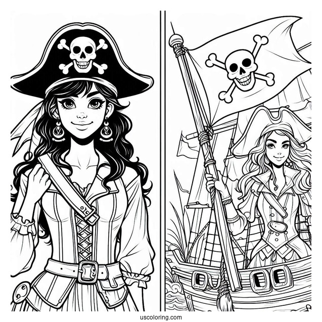 Simple Pirate Coloring Page Flag For Kids