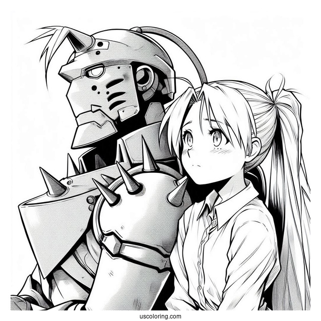 Manga Coloring Page Of Iconic Fullmetal Alchemist Edward And Alphonse Elric