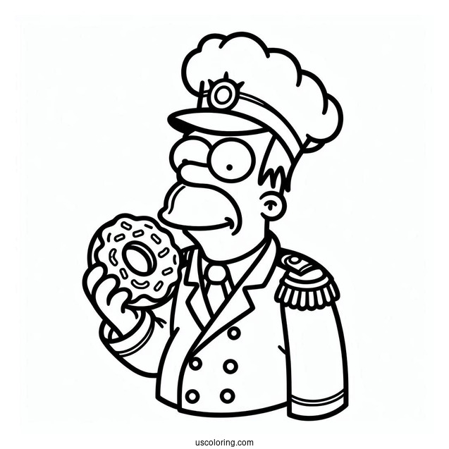 Simpsons Coloring Pages Of Chief Wiggum Eating A Donut
