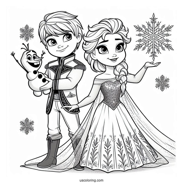 Jack Fost And Elsa From Frozen Coloring In