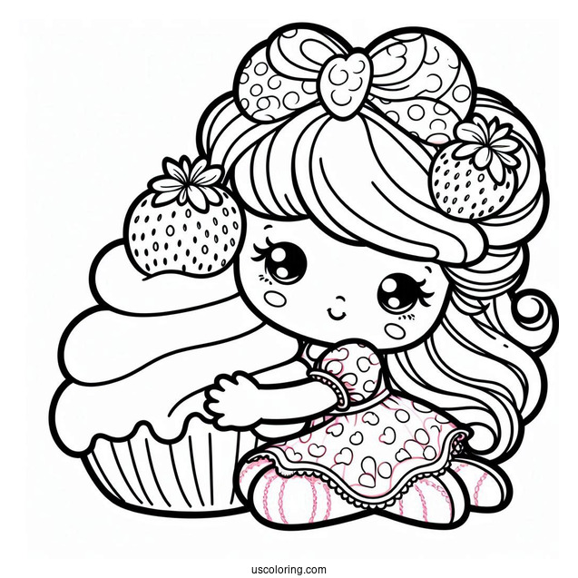 Strawberry Shortcake Coloring Page Hugging Custard Coloring Page