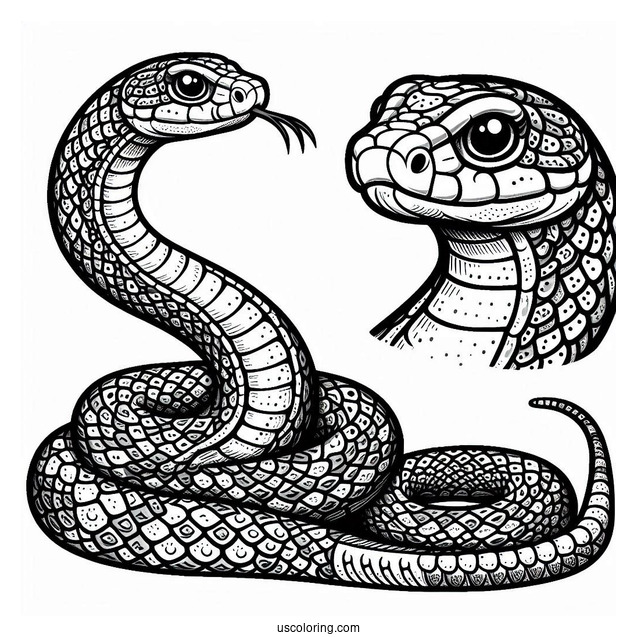 Snake With Detailed Scales To Color