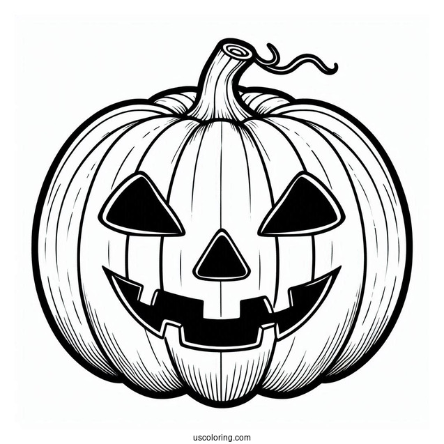 Pumpkin Coloring Page Of Jack O Lantern With Cut Out Eyes And Mouth