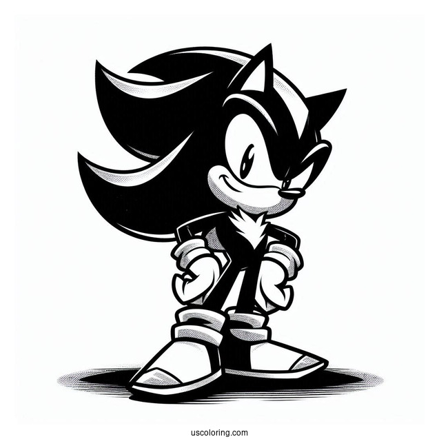 Shadow Coloring Page Of The Hedgehog With Hand On Hip