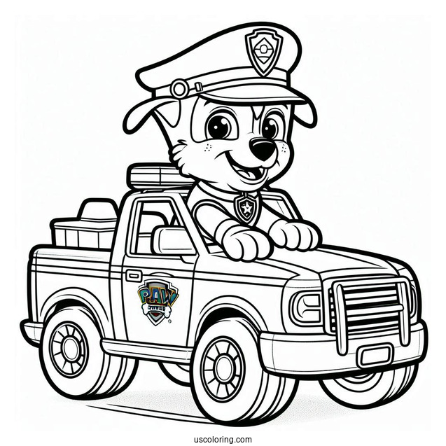 Coloring Page Of Chase In Police Truck