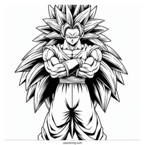 Dragon Ball Z Coloring Page Of Raditz Standing with Arms Crossed