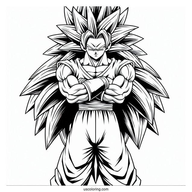 Dragon Ball Z Coloring Page Of Raditz Standing with Arms Crossed