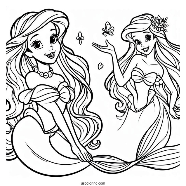 Simple Coloring Page Of Ariel For Preschoolers
