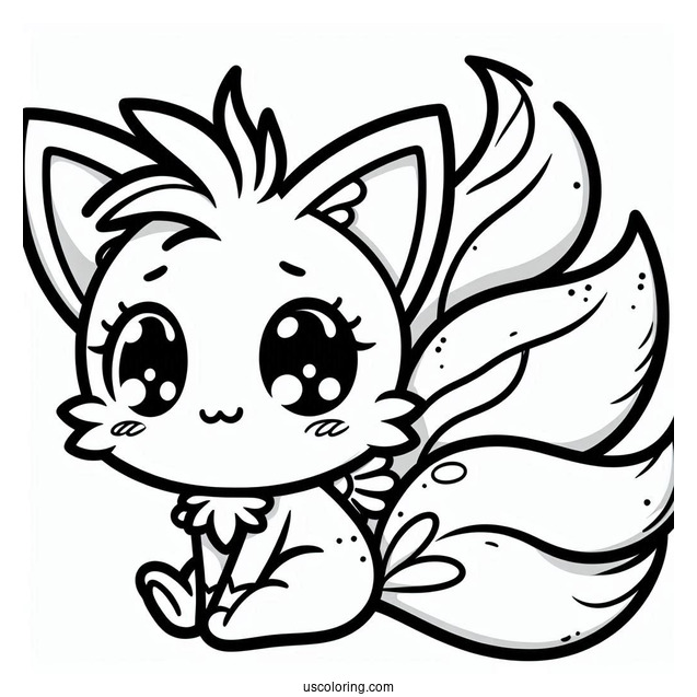 Kawaii Cartoon Tails Coloring Page For Kids