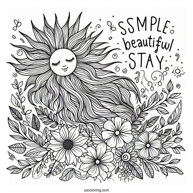 Stay Sunny With Sun And Flowers Summer Coloring Page For Kids