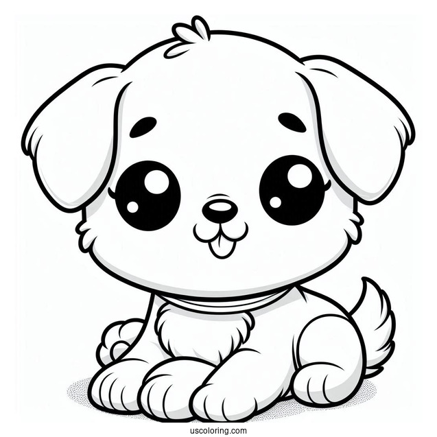 Cute Cartoon Puppy Coloring Page For Kids