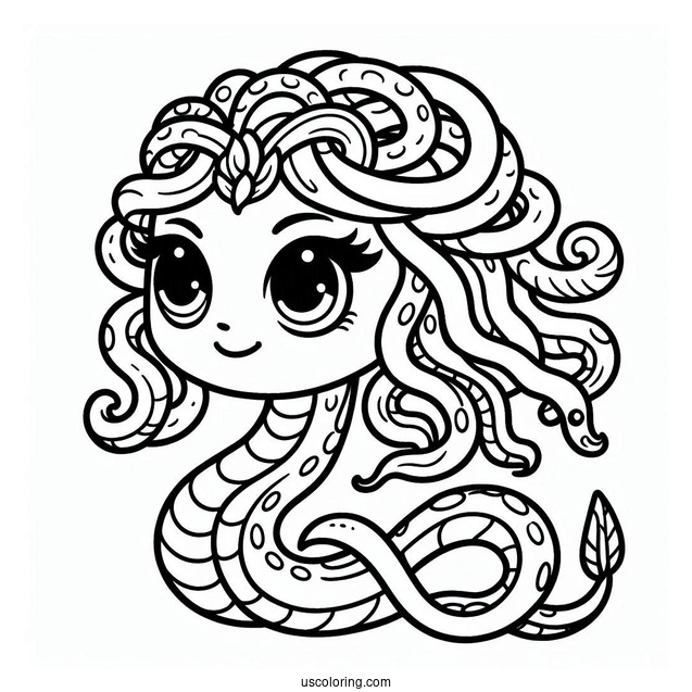 Cartoon Medusa Coloring Page With Snake Body
