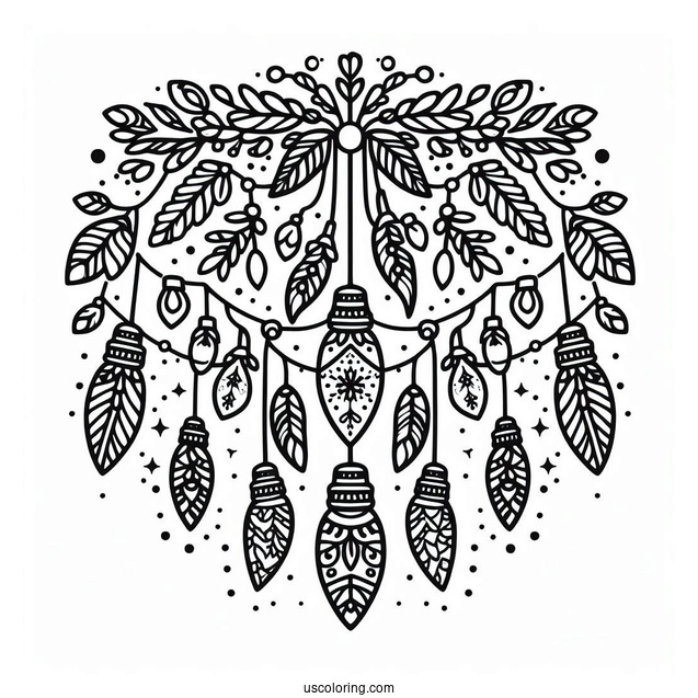 Large Detailed Christmas Lights To Color