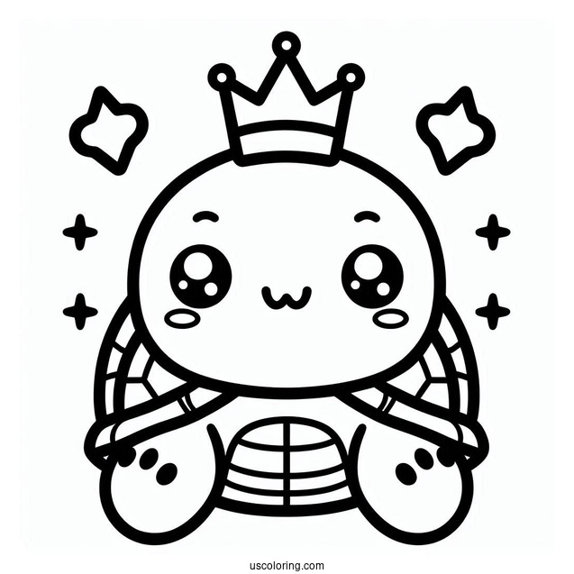 Kawaii Turtle Coloring Page