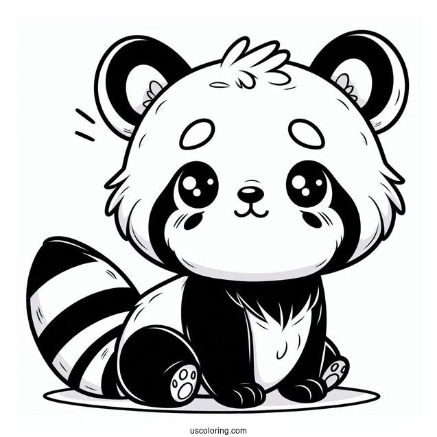 Simple Cartoon Red Panda To Color For Preschoolers