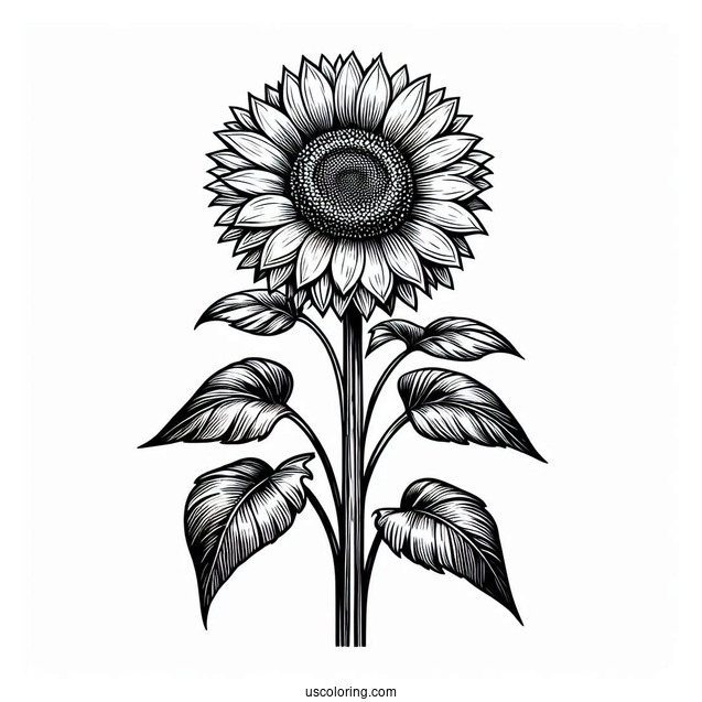 Tall Standing Sunflowers Coloring Sheet