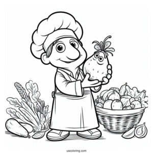 Simple Alfredo Holding Ratatouille Coloring Page For Preschoolers