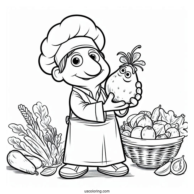 Simple Alfredo Holding Ratatouille Coloring Page For Preschoolers