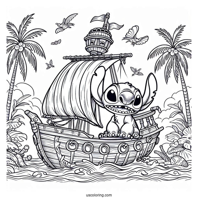 Lilo & Stitch Coloring Page Of Detailed Jumba's Ship