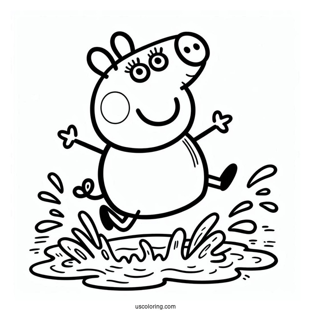 Peppa Pig Jumping In Puddle