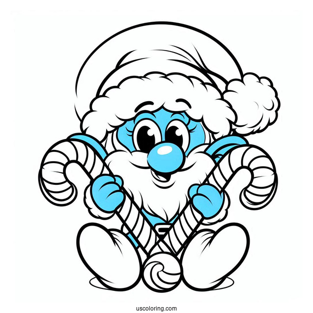 Santa Smurf With Christmas Candy Canes
