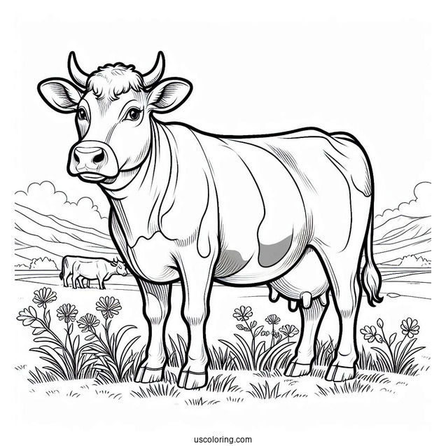 Brown Swiss Cow Standing In Field