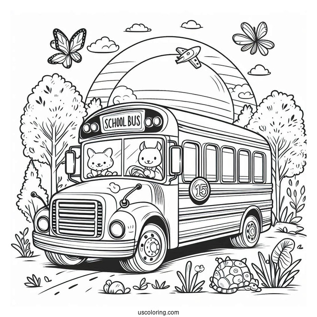 School Bus Coloring Page Field Trip to the Zoo