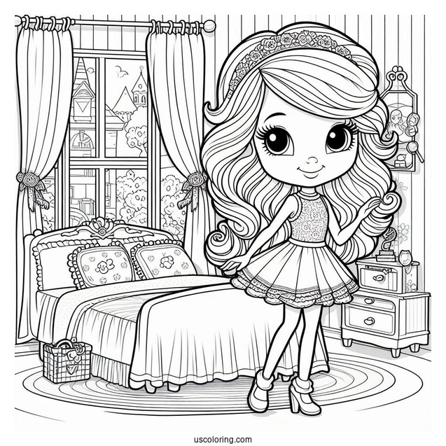 Polly Pocket Coloring Page In Her Bedroom For Kids