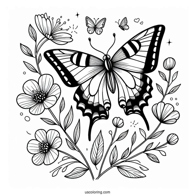 Swallowtail Butterfly Resting On Flower