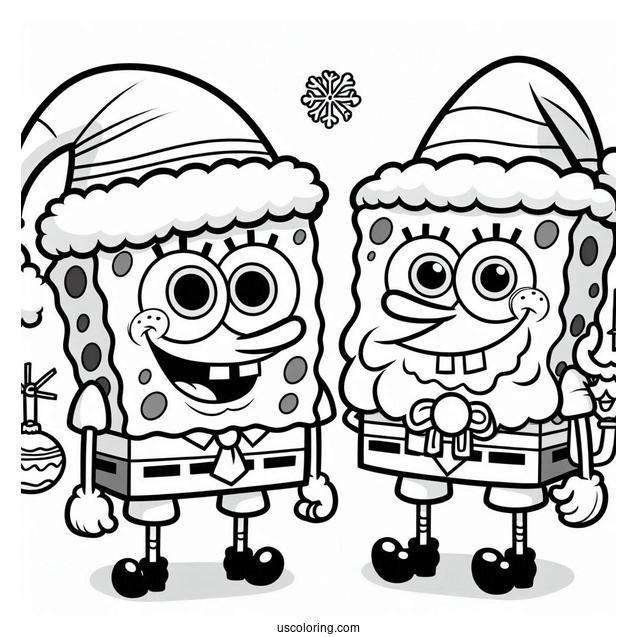 SpongeBob And Patrik Dressed Up As Santa For Christmas