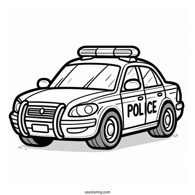 Easy Outline Of Police Car To Color For Kids