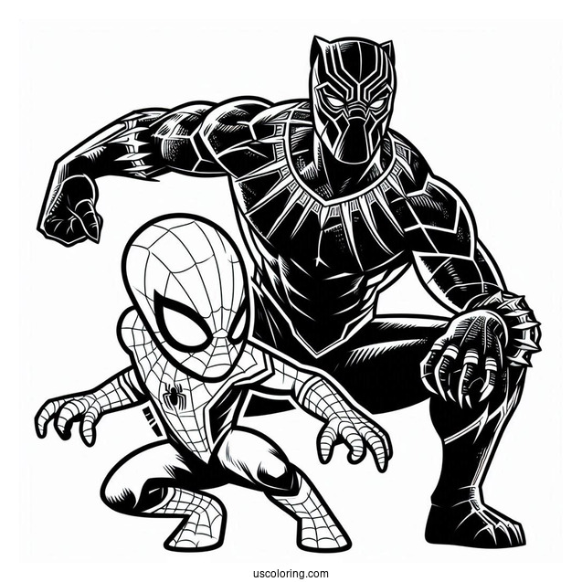 Black Panther And Spider Man Coloring Sheet