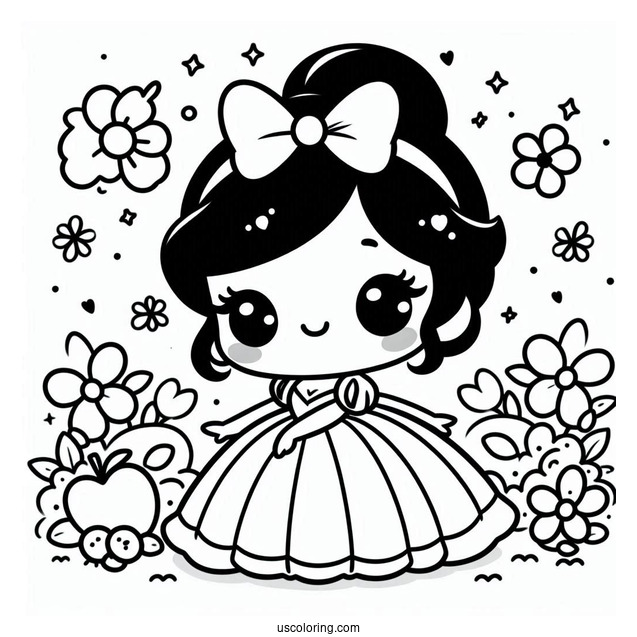 Simple Kawaii Snow White Coloring Page