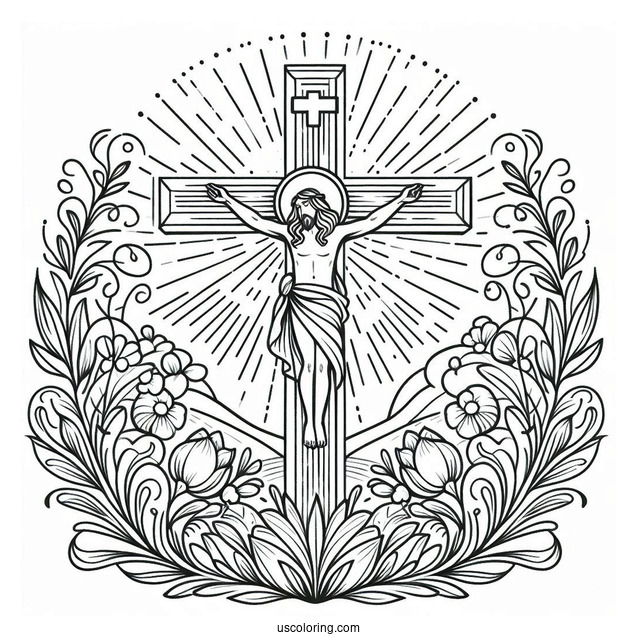 Jesus Easter Cross Coloring Sheet