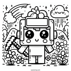 Cute Kawaii Minecraft Coloring For Preschoolers