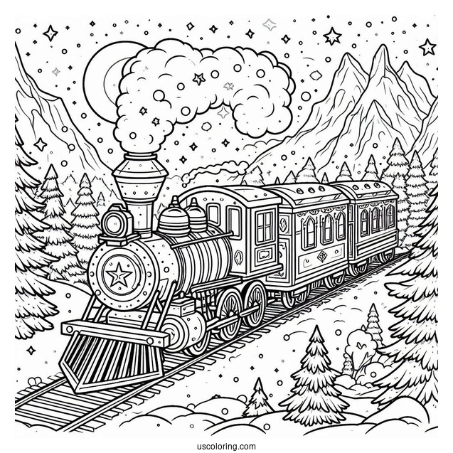 Easy Polar Express Coloring Page For Kids