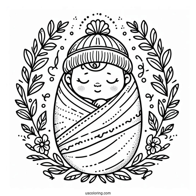 Baby Coloring Page Swaddled In Blanket