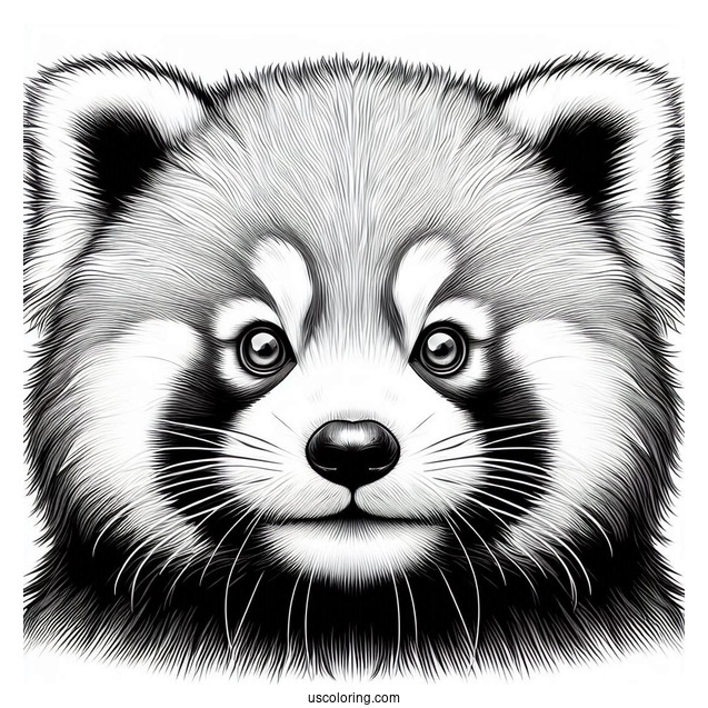 Realistic Red Panda Face Coloring Page