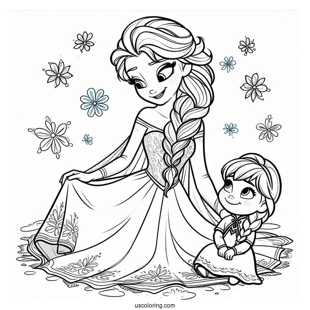 Anna And Elsa To Color For Kids