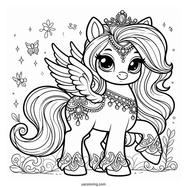 Palace Pets Coloring Page Of Petite The Pony Trotting For Kids