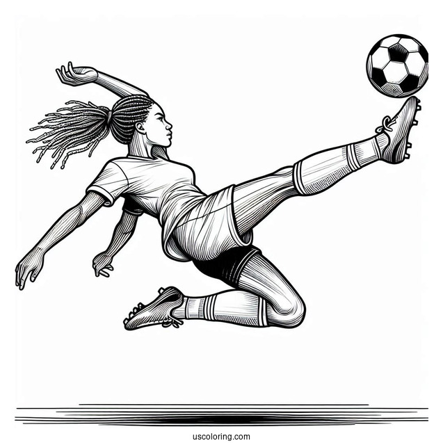 Soccer Player Doing Bicycle Kick To Color