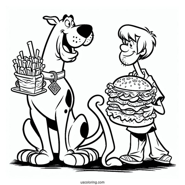 Shaggy And Scooby-Doo Looking At Burger To Eat