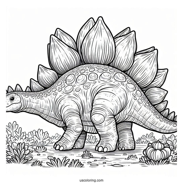Large Stegosaurus Coloring Page Walking