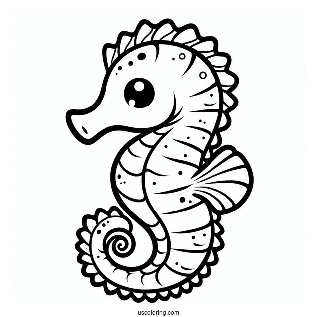 Easy Outline Of a Baby Seahorse To Color