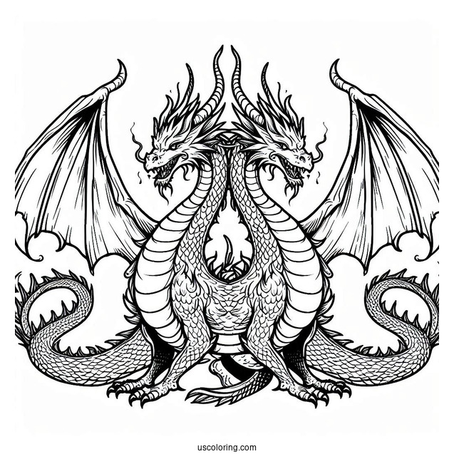 Two Headed Dragon Coloring Sheet
