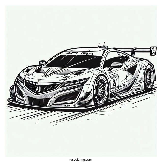 Acura Race Car Coloring Sheet