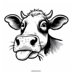 Big Cow Nose With Tongue Out Coloring Page